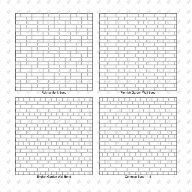 Illustrator Pattern Library - Brick Bonds - 16 Vector Swatches