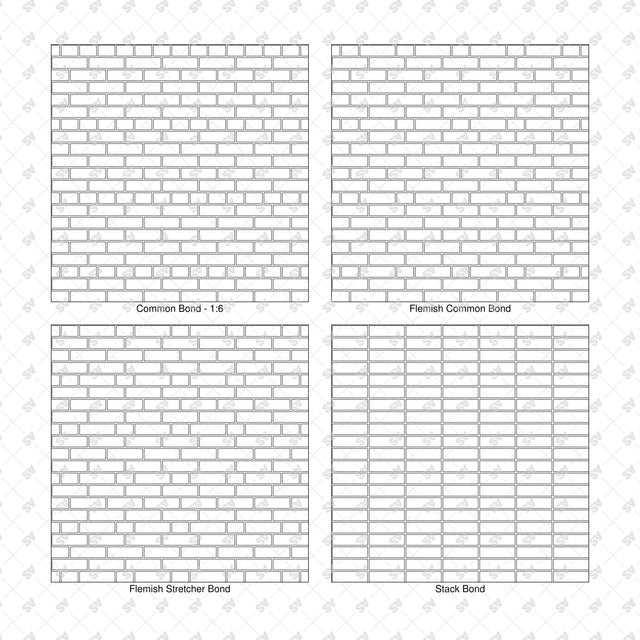 Illustrator Pattern Library - Brick Bonds - 16 Vector Swatches
