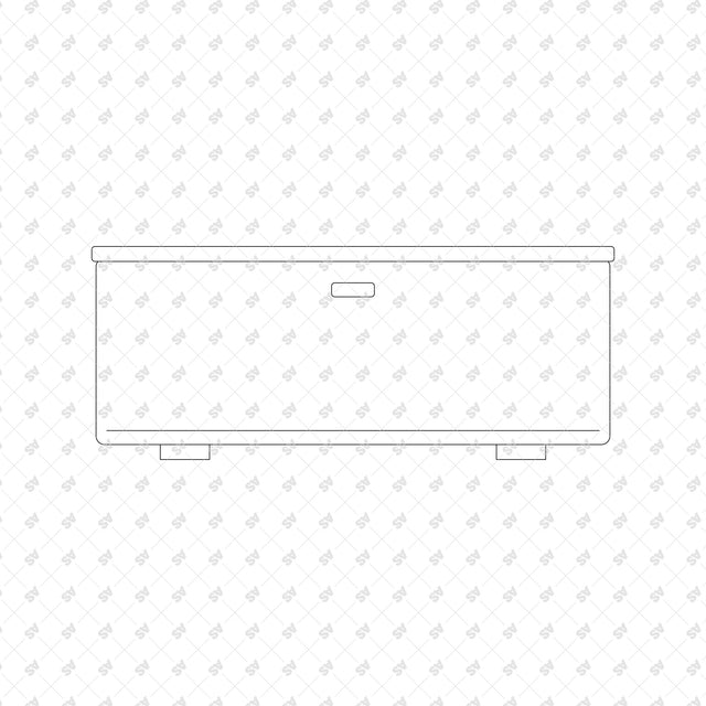Mid-century keepsake box, front elevation line drawing