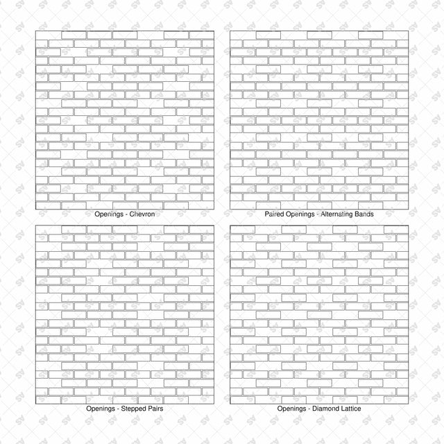 Illustrator Pattern Library - Open Brick Screen Patterns - 16 Swatches