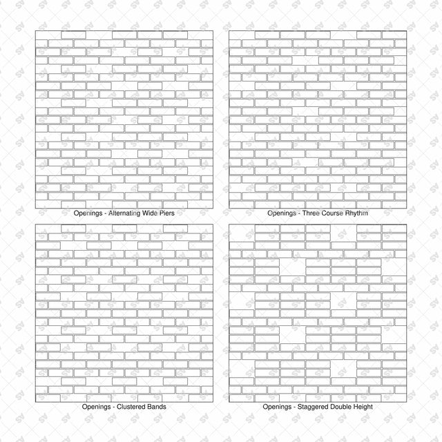 Illustrator Pattern Library - Open Brick Screen Patterns - 16 Swatches