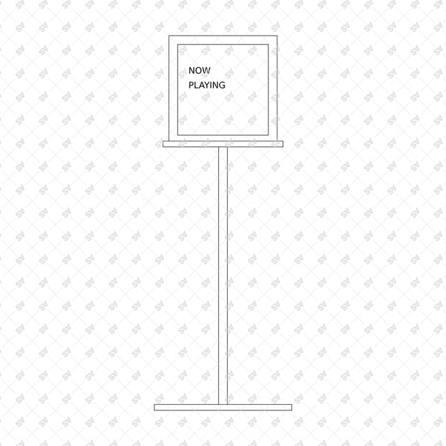 Record store furniture and displays in front elevation, compositions 25 to 25
