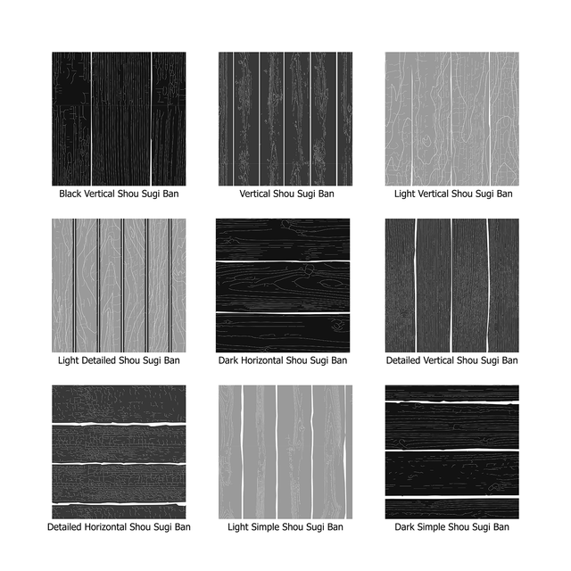 Illustrator Pattern Library - Shou Sugi Ban (Charred Wood Panels)