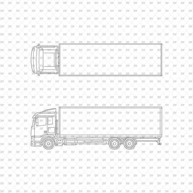 Truck 01 in top view (plan) and side view (elevation), ArchiCAD, AI vector and PNG