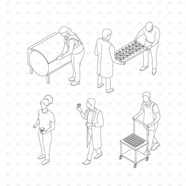 Urban Farming 07 (14 Isometric Line Drawings)