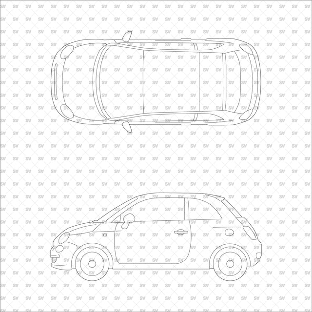 ArchiCAD Vector PNG Vehicles in Top and Side Views