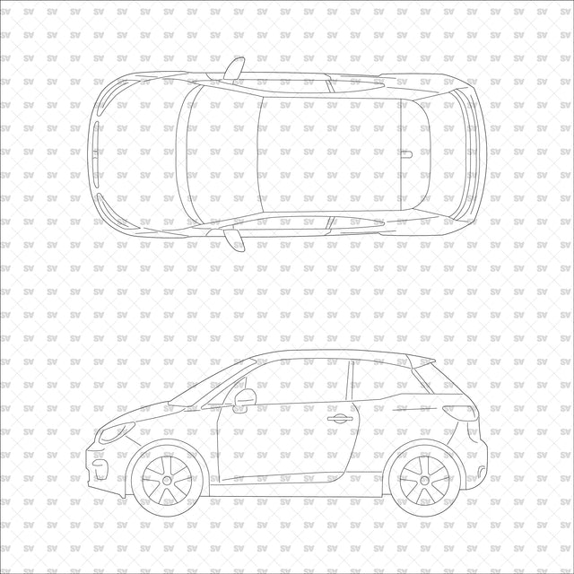 ArchiCAD Vector PNG Vehicles in Top and Side Views