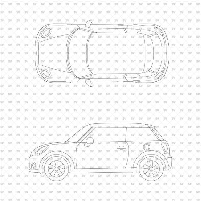 ArchiCAD Vector PNG Vehicles in Top and Side Views