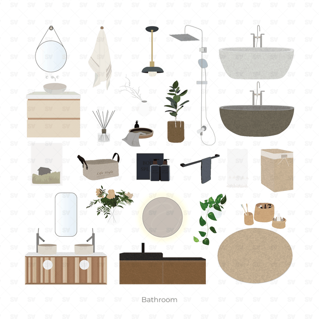 vector bathroom furniture ai png