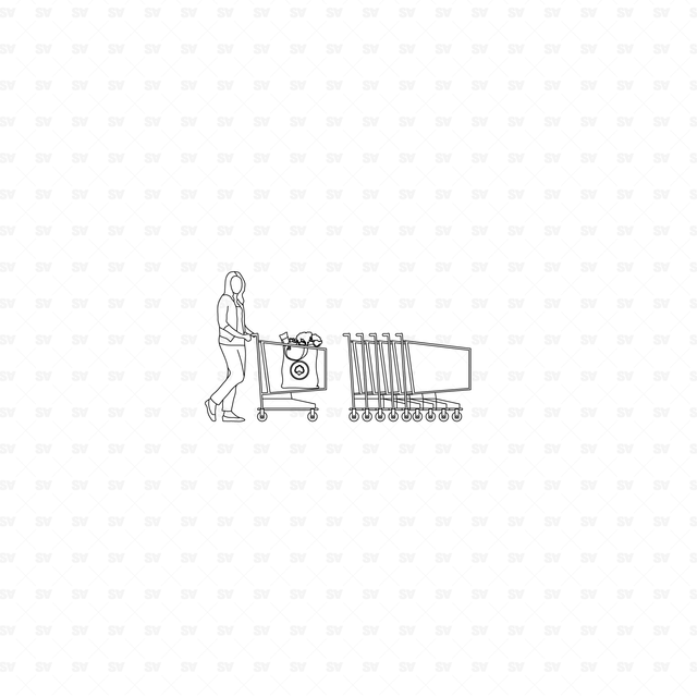 CAD & Vector Supermarket, Grocery Shop Mega Pack (Side View & Top View)