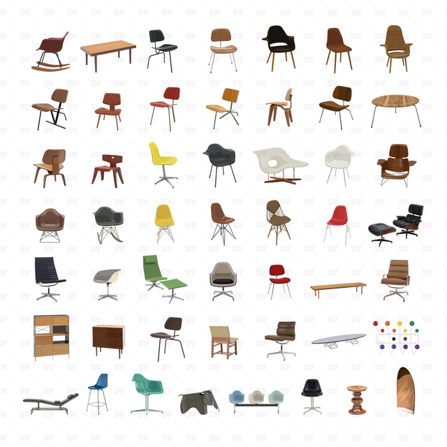 Vector Eames Furniture Mega-Pack (50 Figures)