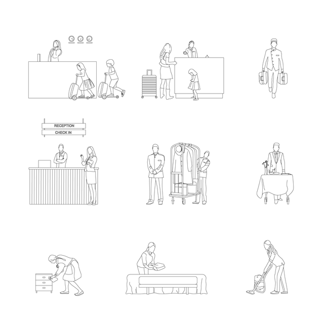 CAD & Vector Hotel Staff Set