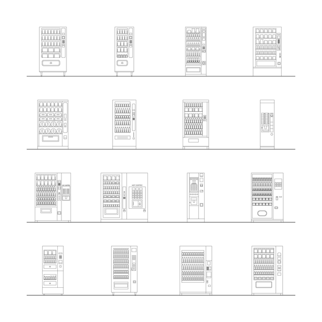 CAD & Vector Vending Machines (Front View)