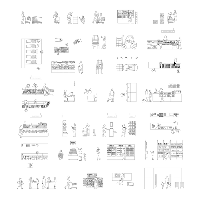 CAD & Vector Supermarket, Grocery Shop Mega Pack (Side View & Top View)