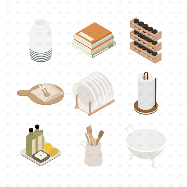 isometric kitchen vector