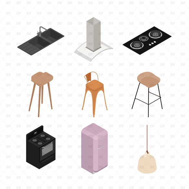 isometric kitchen vector