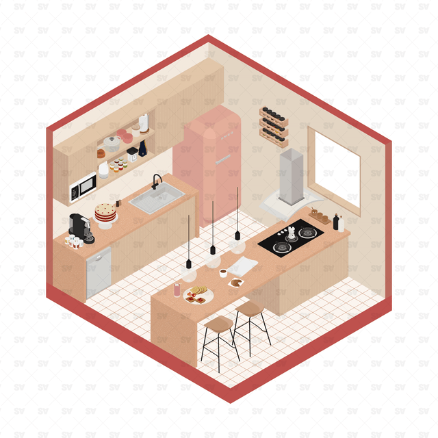 isometric kitchen vector