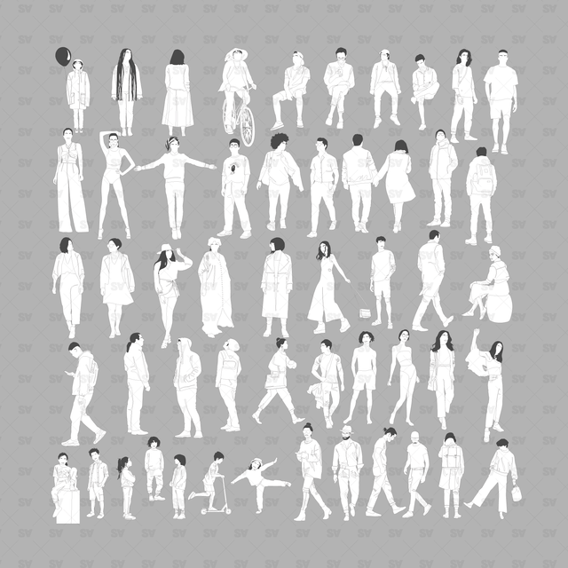 Vector Human Scales Mega Pack (52 Figures) | Architecture | Studio ...