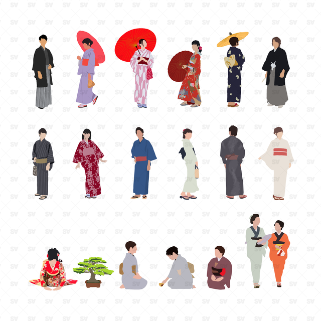 flat vector Japanese People