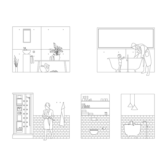 CAD & Vector Restroom/ Toilet/ WC Furniture Side View Set