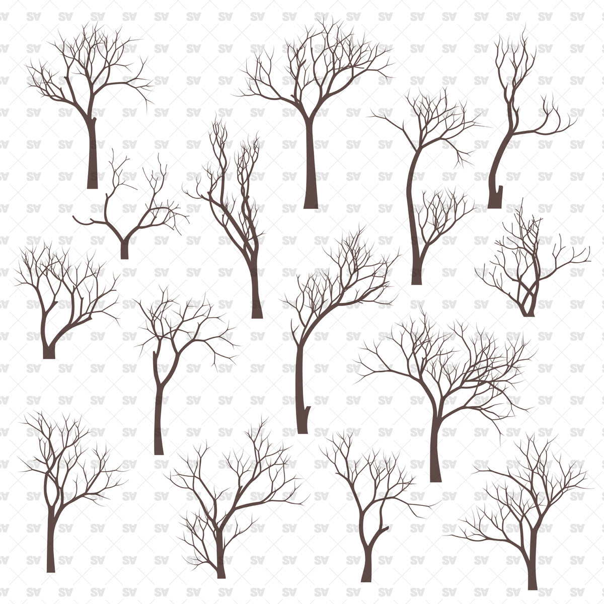 Flat Vector Bare Trees (+PNGs) - 15 Pack – Studio Alternativi