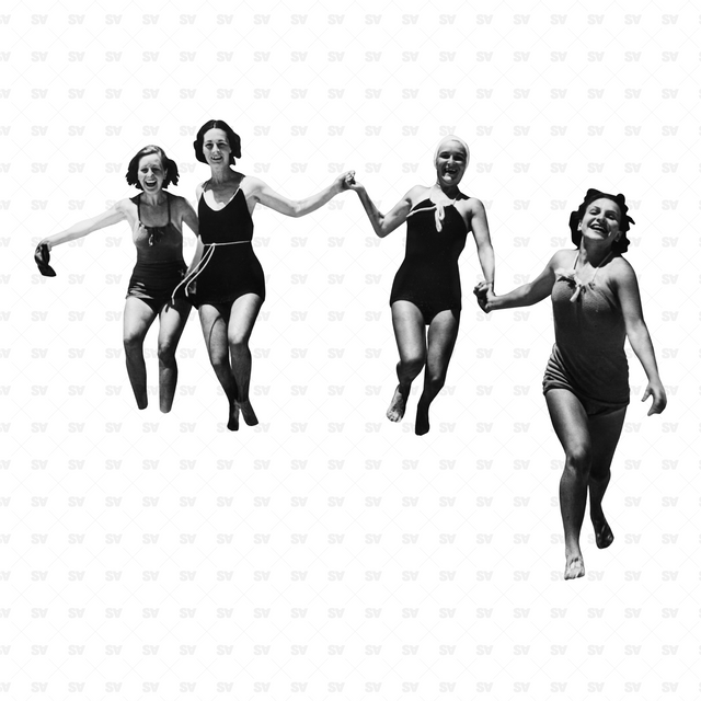 Swimming Bathing Beaching Cutout Characters