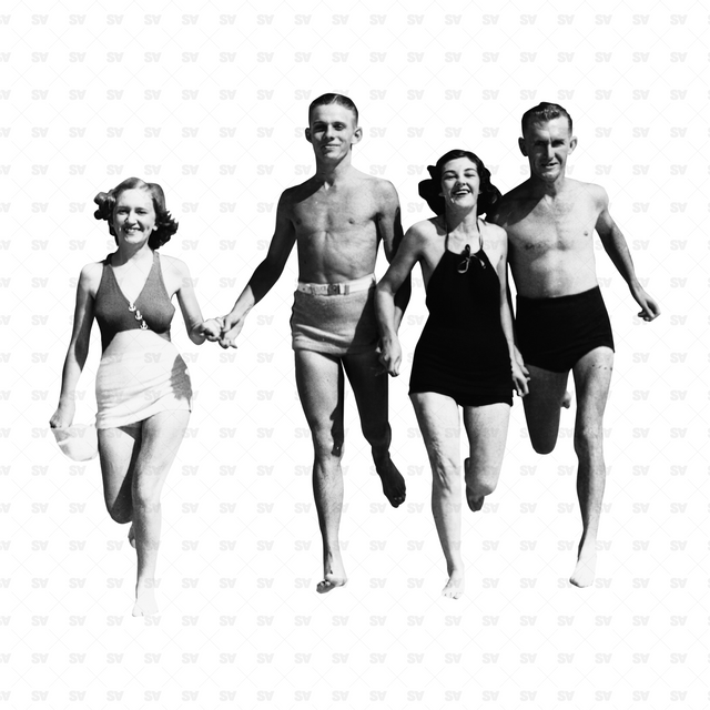 Swimming Bathing Beaching Cutout Characters