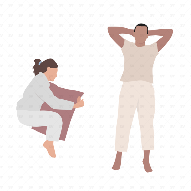 Flat Vector Sleeping People Top View (+PNGs)