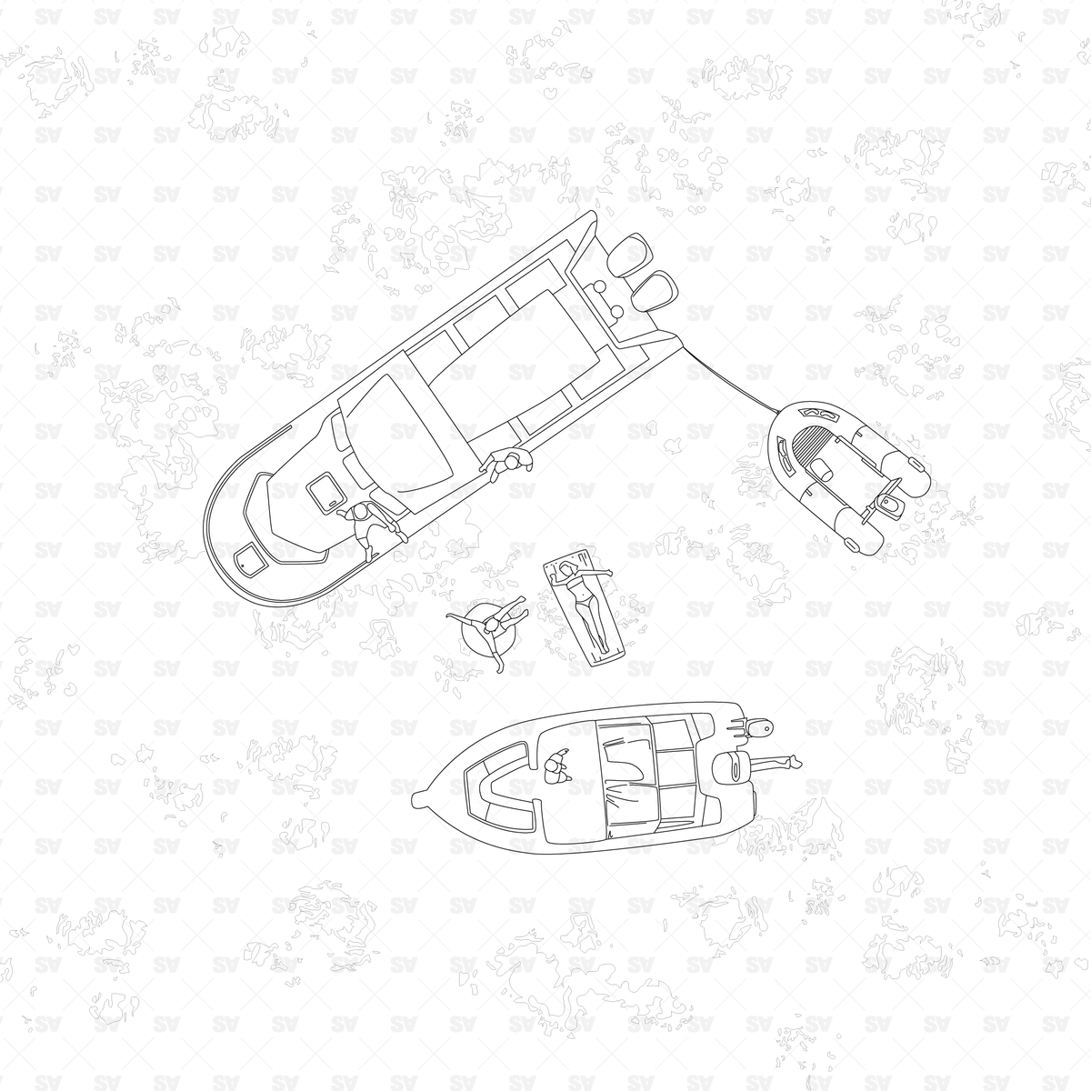 CAD & Vector Boats Top View | PNG AI CAD | Studio Alternativi