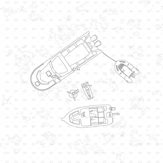 CAD & Vector Boats Top View (10 CADs, Vectors, PNGs)