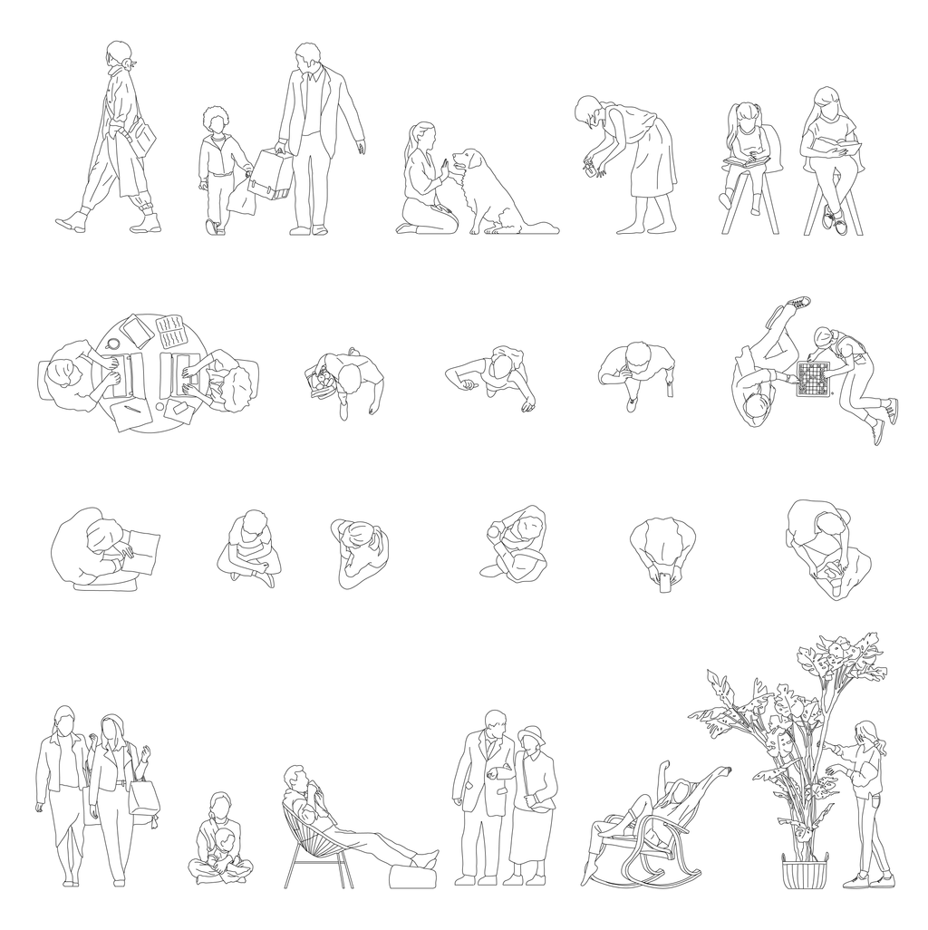 Entourage People Cad Silhouette 2d Person Vector Architecture Drawing ...
