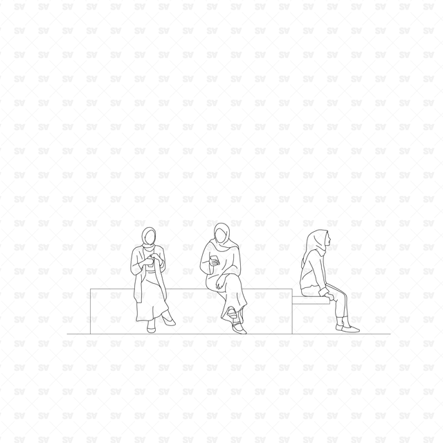 Hijabi Women vector cad dwg ai 