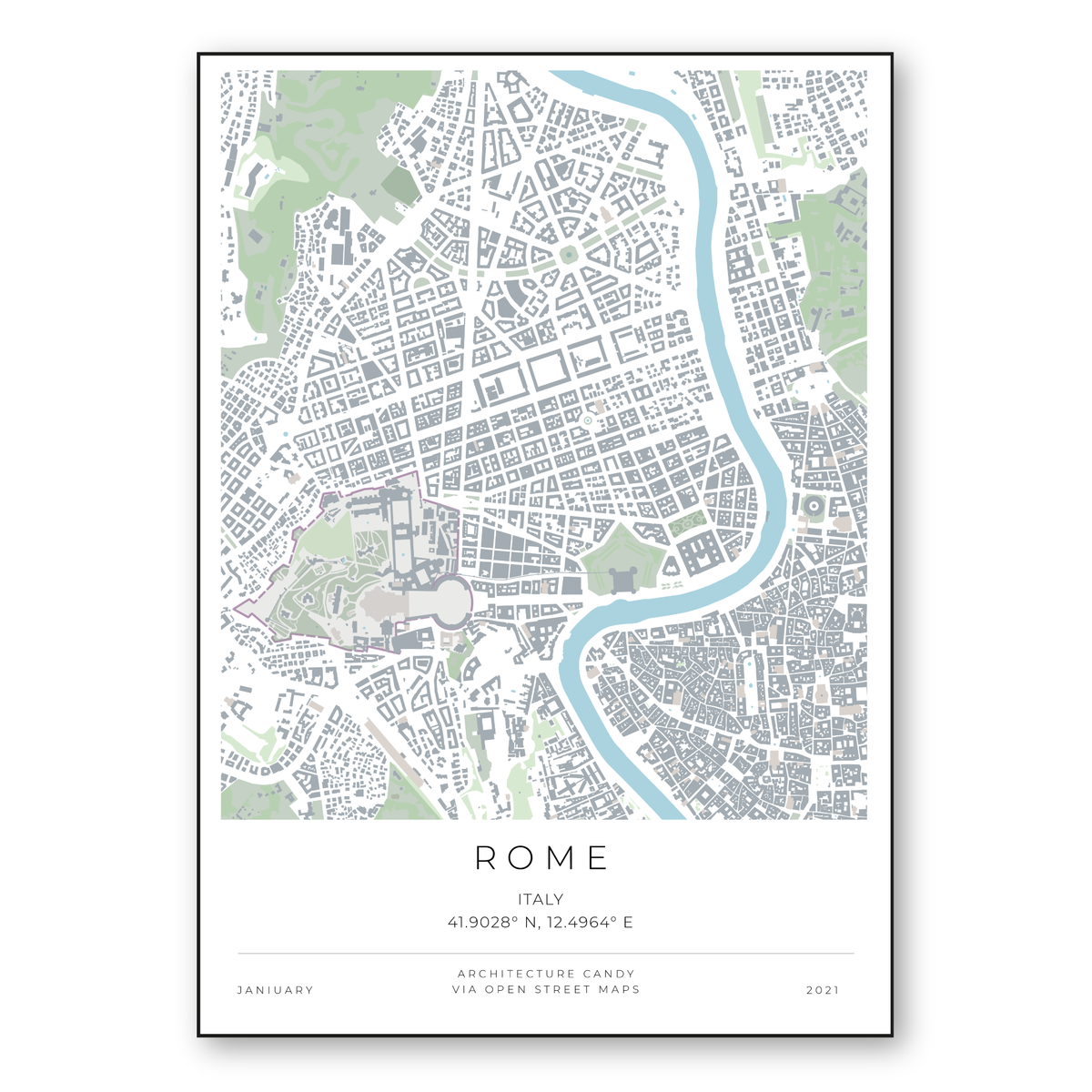 Map Project Rome City Maps: Rome – Vector Map & Framed Poster – Studio Alternativi