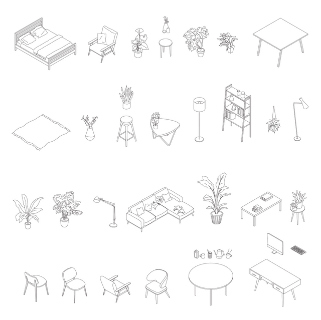 vector isometric furniture