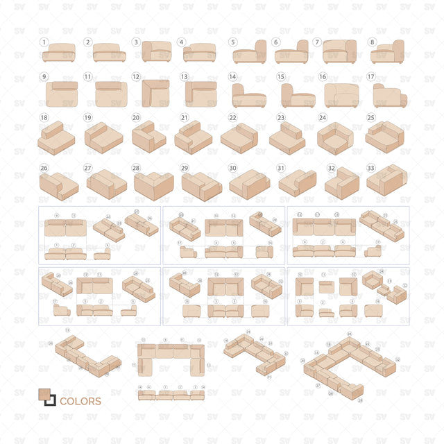 Isometric Modular Sofa vector