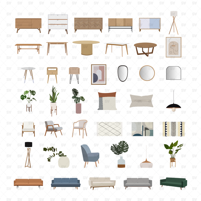 Scandinavian Furniture vector PNG AI