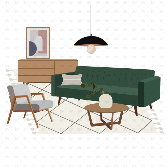 Scandinavian Furniture vector PNG AI