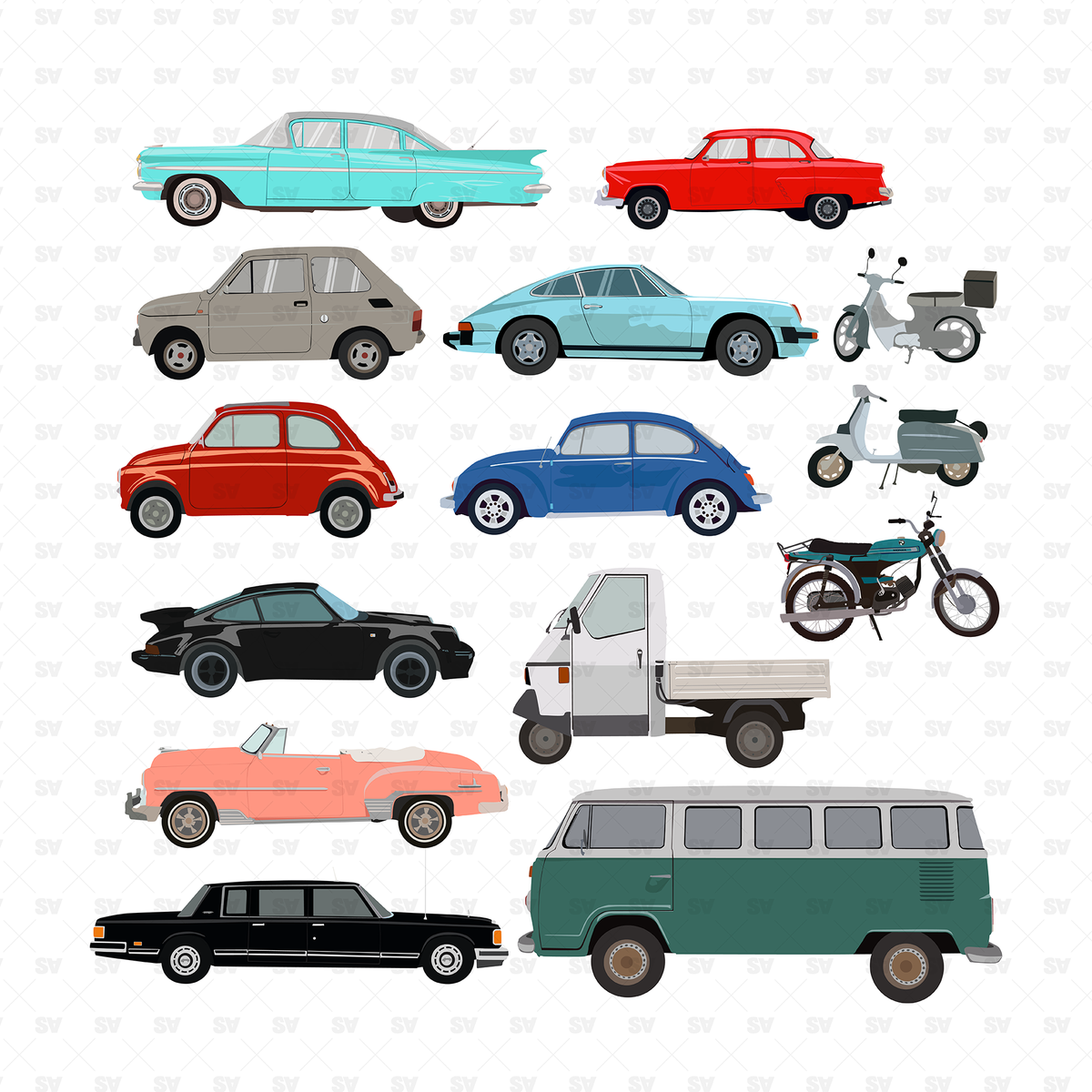 Vector Vintage Vehicles Pack - 15 Unique Figures – Studio Alternativi