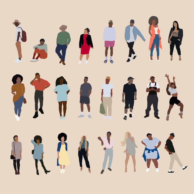 flat vector people black