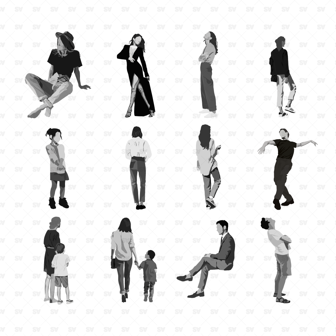 Grayscale People Vectors for Architectural Use – Studio Alternativi