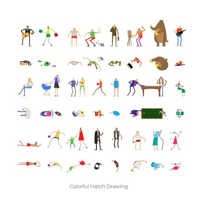 Autocad people blocks colorful