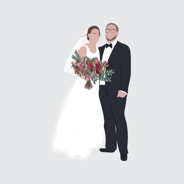 flat vector people illustration bride groom