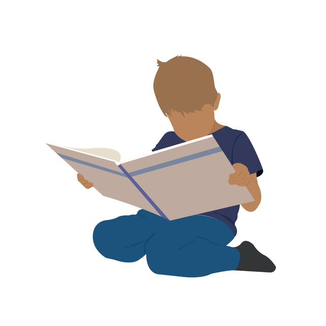 kid reading vector 