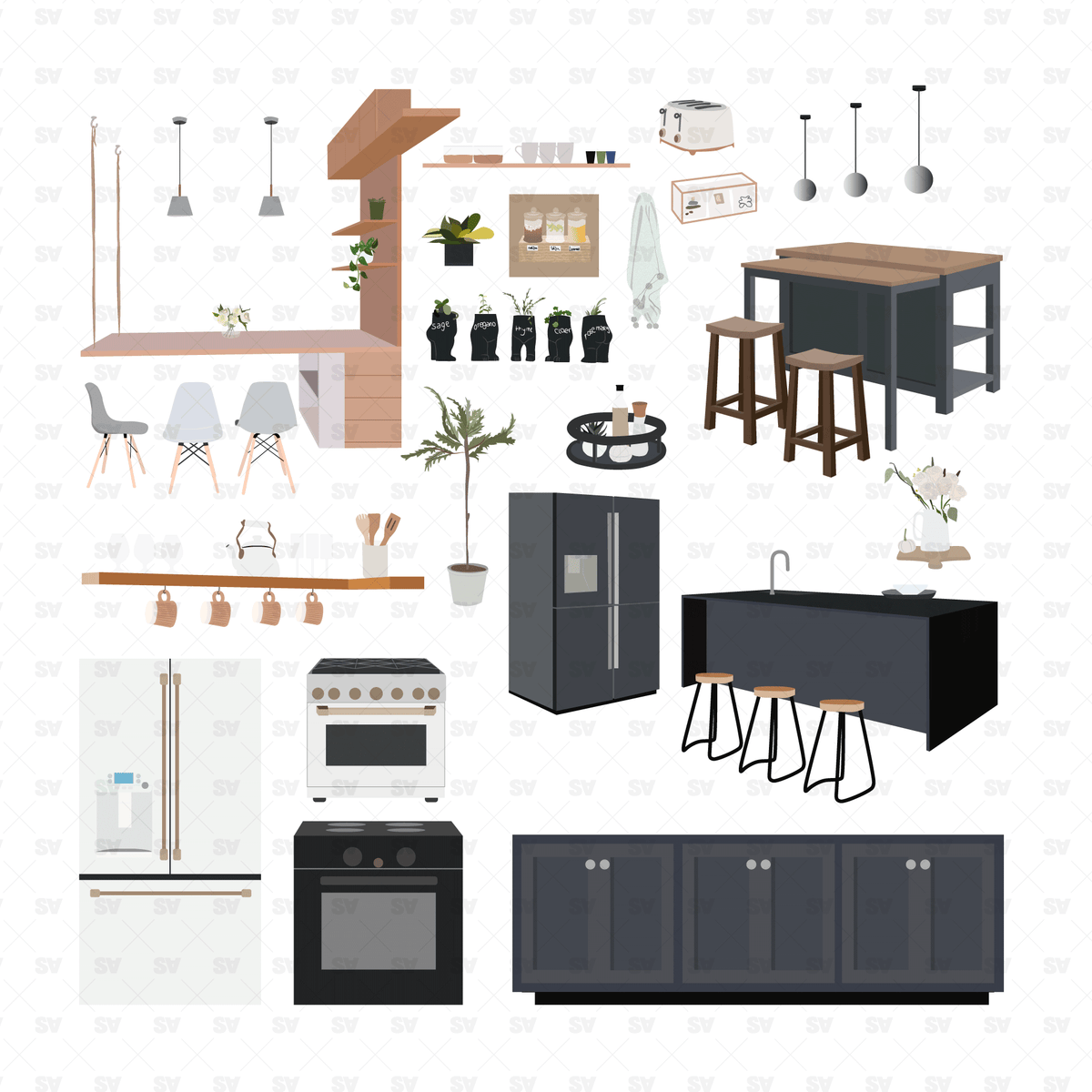 Vector Kitchen Furniture Pack - 31 Pieces – Studio Alternativi