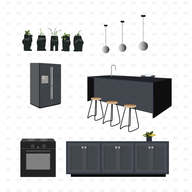 kitchen furniture vector ai png 