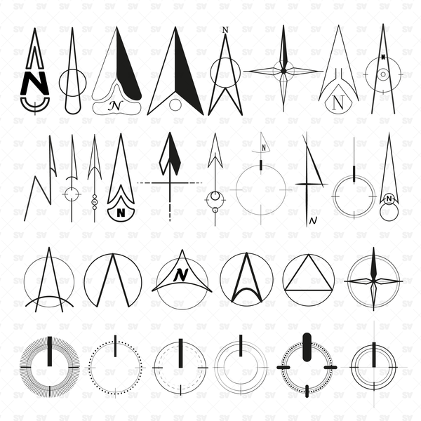 North Area Example North Arrow Symbols Green