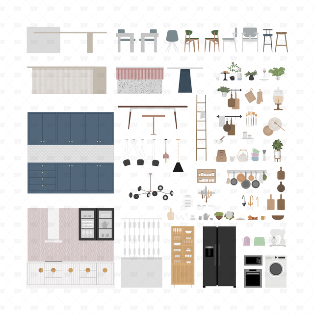 Vector Kitchen Furniture and Décor Mega-Pack (110+ figures and PNGs)