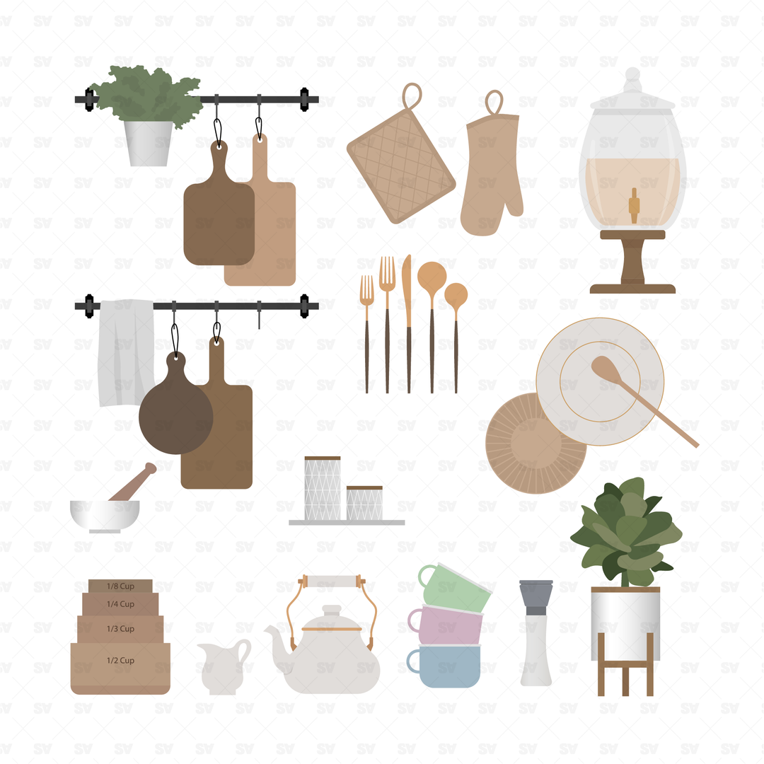 Vector Kitchen Furniture Décor Mega-Pack 110+ – Studio Alternativi