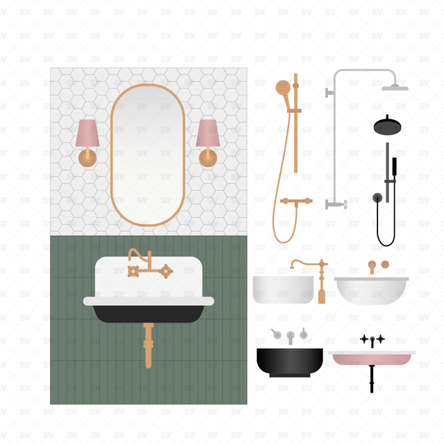 Vector Bathroom Furniture and Décor Mega-Pack (120+ figures and PNGs)