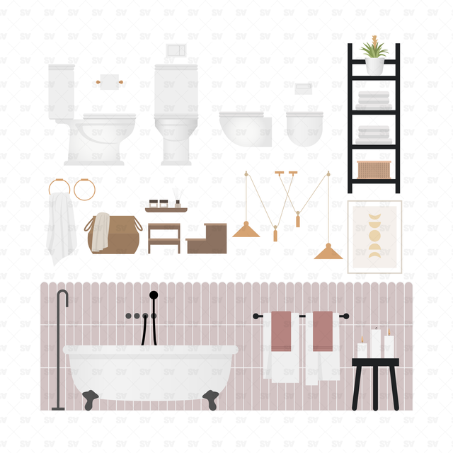 Vector Bathroom Furniture and Décor Mega-Pack (120+ figures and PNGs)